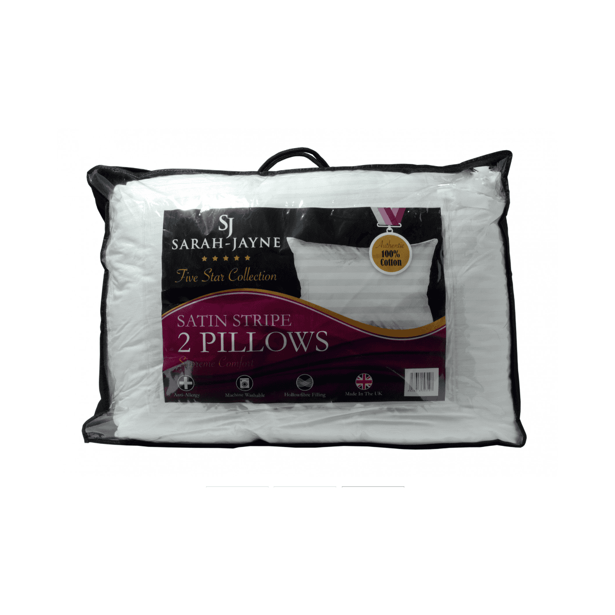 Sarah Jayne Satin Stripe Cotton Pillow - Pack of Two - Image 2